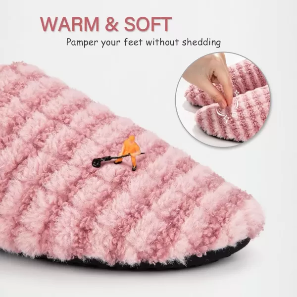 imageATHMILE House Slippers for Women Men Indoor Barefoot Slippers Socks Furry Slip on House Shoes Cozy Comfy Slippers for Home Bedroom Travel YogaPink Striped