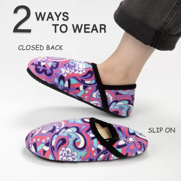 imageATHMILE House Slippers for Women Men Indoor Barefoot Slippers Socks Furry Slip on House Shoes Cozy Comfy Slippers for Home Bedroom Travel YogaPurple Ripple