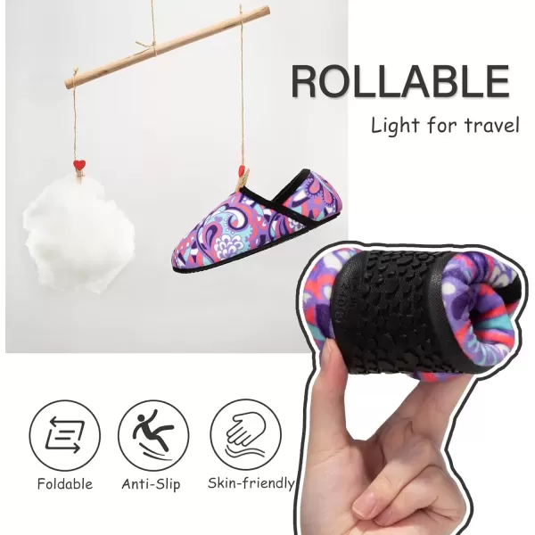 imageATHMILE House Slippers for Women Men Indoor Barefoot Slippers Socks Furry Slip on House Shoes Cozy Comfy Slippers for Home Bedroom Travel YogaPurple Ripple