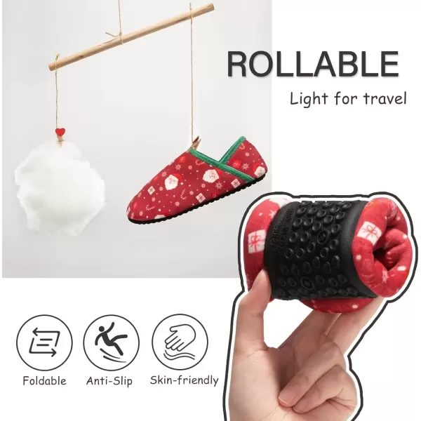 imageATHMILE House Slippers for Women Men Indoor Barefoot Slippers Socks Furry Slip on House Shoes Cozy Comfy Slippers for Home Bedroom Travel YogaRed Christmas