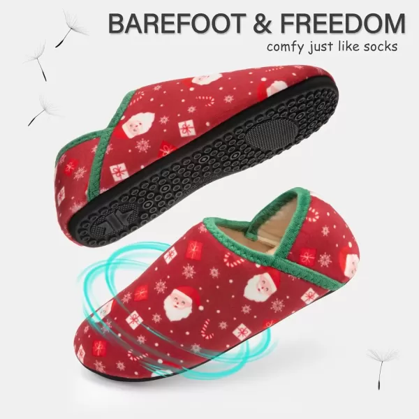 imageATHMILE House Slippers for Women Men Indoor Barefoot Slippers Socks Furry Slip on House Shoes Cozy Comfy Slippers for Home Bedroom Travel YogaRed Christmas