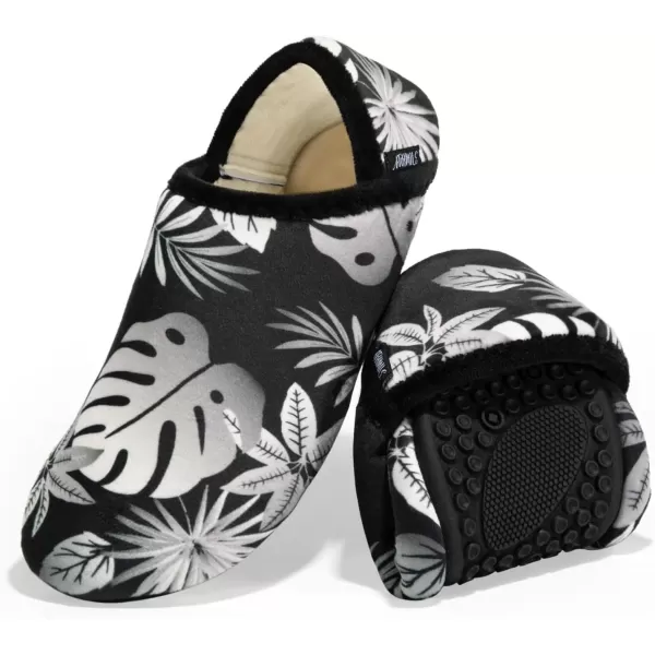 imageATHMILE House Slippers for Women Men Indoor Barefoot Slippers Socks Furry Slip on House Shoes Cozy Comfy Slippers for Home Bedroom Travel YogaWhite Plant