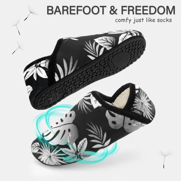imageATHMILE House Slippers for Women Men Indoor Barefoot Slippers Socks Furry Slip on House Shoes Cozy Comfy Slippers for Home Bedroom Travel YogaWhite Plant