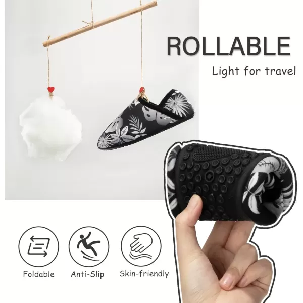 imageATHMILE House Slippers for Women Men Indoor Barefoot Slippers Socks Furry Slip on House Shoes Cozy Comfy Slippers for Home Bedroom Travel YogaWhite Plant