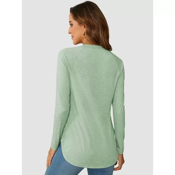 imageATHMILE Long Sleeve Shirts for Women Fall Outfit 2024 Fashion Casual T Shirt Round Neck Basic Loose Tunic TopsGrey Green