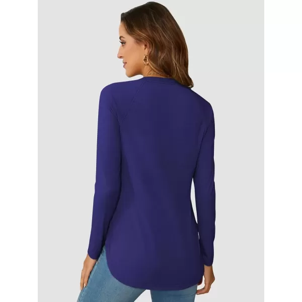 imageATHMILE Long Sleeve Shirts for Women Fall Outfit 2024 Fashion Casual T Shirt Round Neck Basic Loose Tunic TopsRoyal Blue