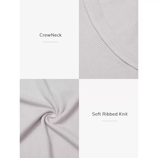 imageATHMILE Womens Long Sleeve Crewneck Ribbed Tops Fitted Stretch Casual Basic T Shirts 2024Light Purple