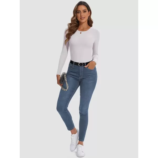 imageATHMILE Womens Long Sleeve Crewneck Ribbed Tops Fitted Stretch Casual Basic T Shirts 2024Light Purple