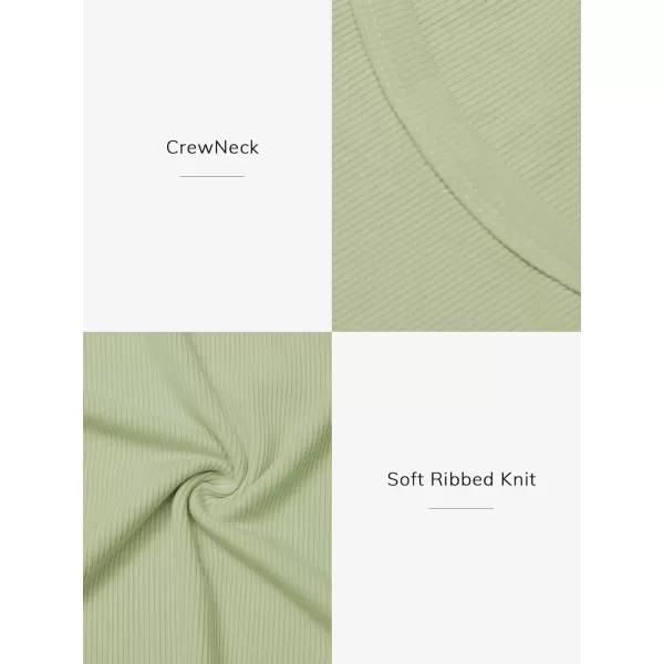 imageATHMILE Womens Long Sleeve Crewneck Ribbed Tops Fitted Stretch Casual Basic T Shirts 2024Mint Green