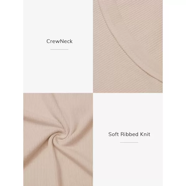 imageATHMILE Womens Long Sleeve Crewneck Ribbed Tops Fitted Stretch Casual Basic T Shirts 2024Peach