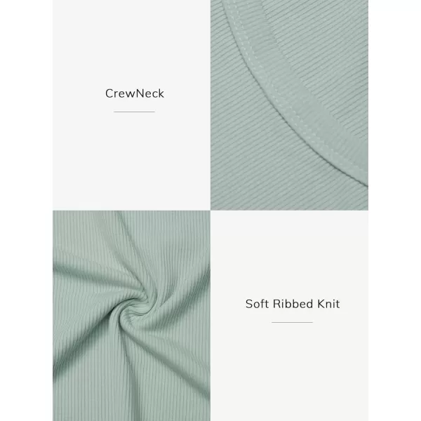 imageATHMILE Womens Long Sleeve Crewneck Ribbed Tops Fitted Stretch Casual Basic T Shirts 2024Sage Green