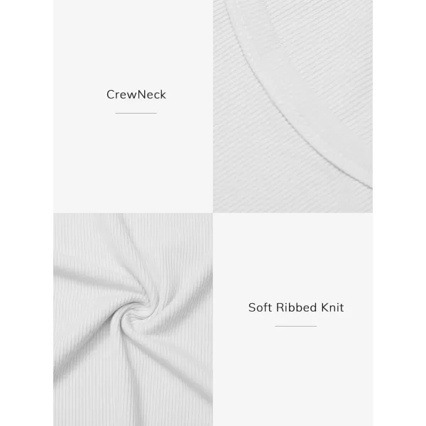 imageATHMILE Womens Long Sleeve Crewneck Ribbed Tops Fitted Stretch Casual Basic T Shirts 2024White