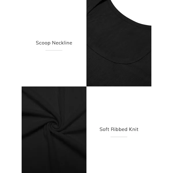 imageATHMILE Womens Long Sleeve Scoop Neck Ribbed Knit Fitted Casual Tops Tee Slim Basic ShirtsAblack