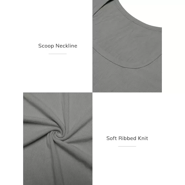 imageATHMILE Womens Long Sleeve Scoop Neck Ribbed Knit Fitted Casual Tops Tee Slim Basic ShirtsAgrey