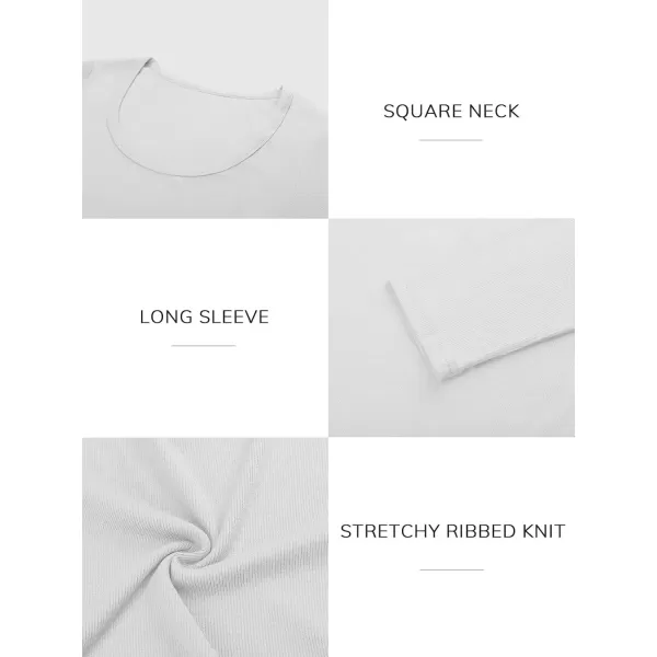 imageATHMILE Womens Long Sleeve Scoop Neck Ribbed Knit Fitted Casual Tops Tee Slim Basic ShirtsBwhite