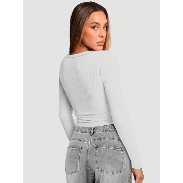 imageATHMILE Womens Long Sleeve Scoop Neck Ribbed Knit Fitted Casual Tops Tee Slim Basic ShirtsBwhite