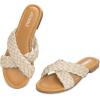 imageATHMILE Womens Flat Sandals Crossover Braided Sandals for Women Fashion Round Open Toe Slip On Slide for Dressy SummerBeige06