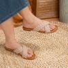 imageATHMILE Womens Flat Sandals Crossover Braided Sandals for Women Fashion Round Open Toe Slip On Slide for Dressy SummerBeige06