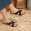 imageATHMILE Womens Flat Sandals Crossover Braided Sandals for Women Fashion Round Open Toe Slip On Slide for Dressy SummerBlack06