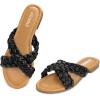 imageATHMILE Womens Flat Sandals Crossover Braided Sandals for Women Fashion Round Open Toe Slip On Slide for Dressy SummerBlack06