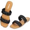 imageATHMILE Womens Flat Sandals Crossover Braided Sandals for Women Fashion Round Open Toe Slip On Slide for Dressy SummerBlack07