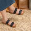 imageATHMILE Womens Flat Sandals Crossover Braided Sandals for Women Fashion Round Open Toe Slip On Slide for Dressy SummerBlack07