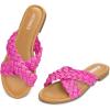 imageATHMILE Womens Flat Sandals Crossover Braided Sandals for Women Fashion Round Open Toe Slip On Slide for Dressy SummerHot Pink06
