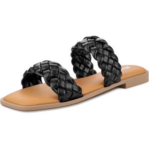 imageATHMILE Womens Flat Sandals Crossover Braided Sandals for Women Fashion Round Open Toe Slip On Slide for Dressy SummerBlack07
