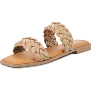 imageATHMILE Womens Flat Sandals Crossover Braided Sandals for Women Fashion Round Open Toe Slip On Slide for Dressy SummerNude07
