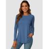 imageATHMILE Long Sleeve Shirts for Women Fall Outfit 2025 Fashion Casual T Shirt Round Neck Basic Loose Tunic TopsBlue
