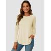 imageATHMILE Long Sleeve Shirts for Women Fall Outfit 2025 Fashion Casual T Shirt Round Neck Basic Loose Tunic TopsCream
