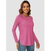 imageATHMILE Long Sleeve Shirts for Women Fall Outfit 2025 Fashion Casual T Shirt Round Neck Basic Loose Tunic TopsHot Pink