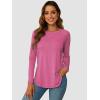 imageATHMILE Long Sleeve Shirts for Women Fall Outfit 2025 Fashion Casual T Shirt Round Neck Basic Loose Tunic TopsHot Pink