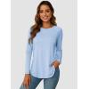 imageATHMILE Long Sleeve Shirts for Women Fall Outfit 2025 Fashion Casual T Shirt Round Neck Basic Loose Tunic TopsIce Blue
