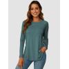 imageATHMILE Long Sleeve Shirts for Women Fall Outfit 2025 Fashion Casual T Shirt Round Neck Basic Loose Tunic TopsPeacock Green