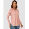 imageATHMILE Long Sleeve Shirts for Women Fall Outfit 2025 Fashion Casual T Shirt Round Neck Basic Loose Tunic TopsPink