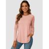 imageATHMILE Long Sleeve Shirts for Women Fall Outfit 2025 Fashion Casual T Shirt Round Neck Basic Loose Tunic TopsPink