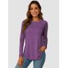 imageATHMILE Long Sleeve Shirts for Women Fall Outfit 2025 Fashion Casual T Shirt Round Neck Basic Loose Tunic TopsPurple