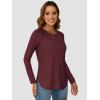 imageATHMILE Long Sleeve Shirts for Women Fall Outfit 2025 Fashion Casual T Shirt Round Neck Basic Loose Tunic TopsWine Red