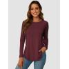 imageATHMILE Long Sleeve Shirts for Women Fall Outfit 2025 Fashion Casual T Shirt Round Neck Basic Loose Tunic TopsWine Red