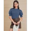 imageATHMILE Womens Puff Short Sleeve Sweater Tops 2025 Spring Summer Trendy Crew Neck Casual T Shirts BlousesBlue