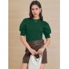 imageATHMILE Womens Puff Short Sleeve Sweater Tops 2025 Spring Summer Trendy Crew Neck Casual T Shirts BlousesDark Green