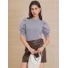 imageATHMILE Womens Puff Short Sleeve Sweater Tops 2025 Spring Summer Trendy Crew Neck Casual T Shirts BlousesGray Blue
