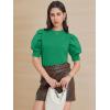 imageATHMILE Womens Puff Short Sleeve Sweater Tops 2025 Spring Summer Trendy Crew Neck Casual T Shirts BlousesGreen