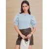 imageATHMILE Womens Puff Short Sleeve Sweater Tops 2025 Spring Summer Trendy Crew Neck Casual T Shirts BlousesLight Blue