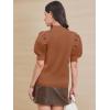 imageATHMILE Womens Puff Short Sleeve Sweater Tops 2025 Spring Summer Trendy Crew Neck Casual T Shirts BlousesLight Orange