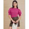 imageATHMILE Womens Puff Short Sleeve Sweater Tops 2025 Spring Summer Trendy Crew Neck Casual T Shirts BlousesLight Pink