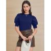 imageATHMILE Womens Puff Short Sleeve Sweater Tops 2025 Spring Summer Trendy Crew Neck Casual T Shirts BlousesNavy Blue