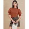 imageATHMILE Womens Puff Short Sleeve Sweater Tops 2025 Spring Summer Trendy Crew Neck Casual T Shirts BlousesOrange