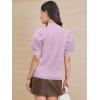 imageATHMILE Womens Puff Short Sleeve Sweater Tops 2025 Spring Summer Trendy Crew Neck Casual T Shirts BlousesPurple